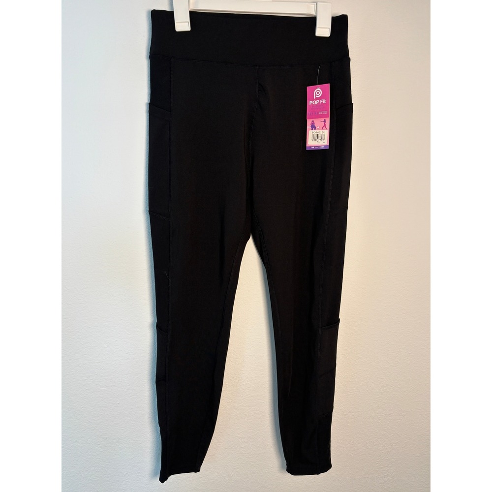 POP Fit Black High Waisted Pockets Leggings XL NWT POP6012